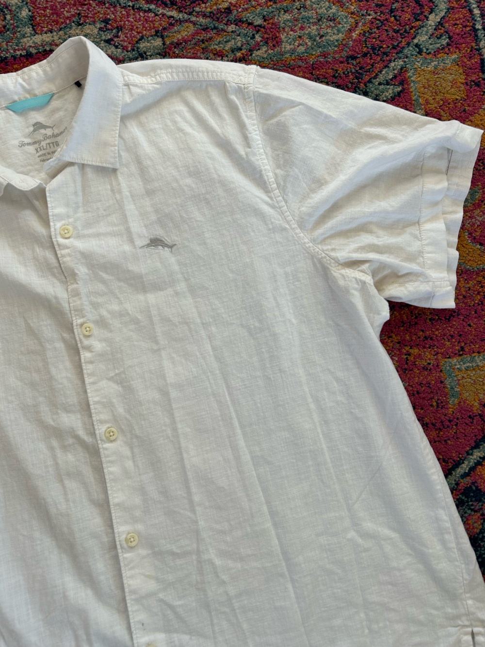 Tommy Bahama | Men's White Short-Sleeve Cotton Button Up Collared Shirt Size XXL - Picture 8 of 16